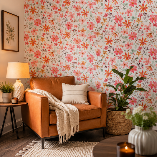 Floral Peel &amp; Stick Wallpaper – Waterproof Self-Adhesive PVC Wall Decor