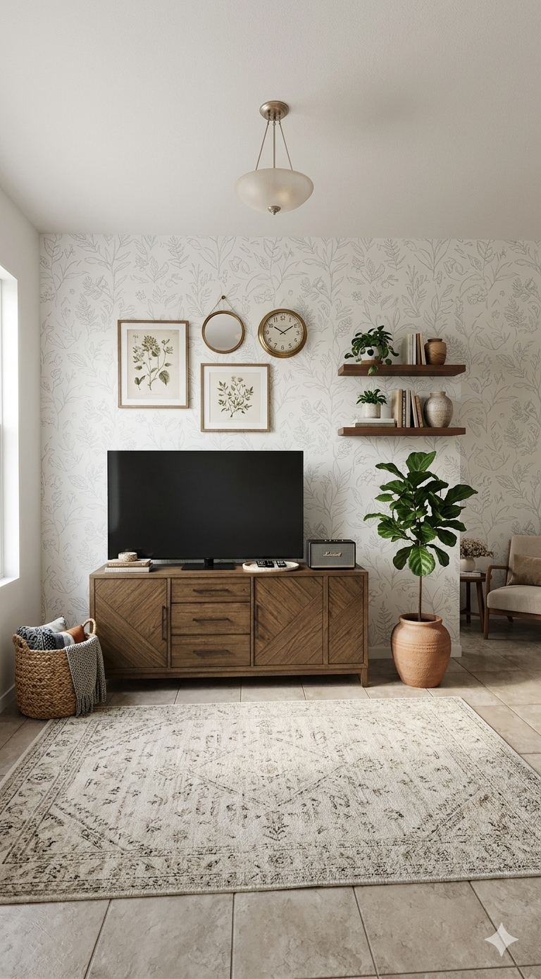 Vintage leaf peel & stick wallpaper