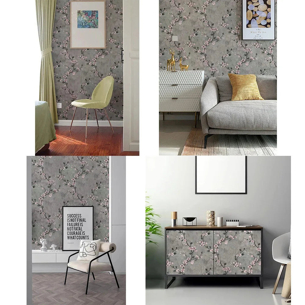 Botanical branch peel & stick wallpaper