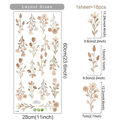 Boho Floral Wall Decals — Removable, Nursery-Safe