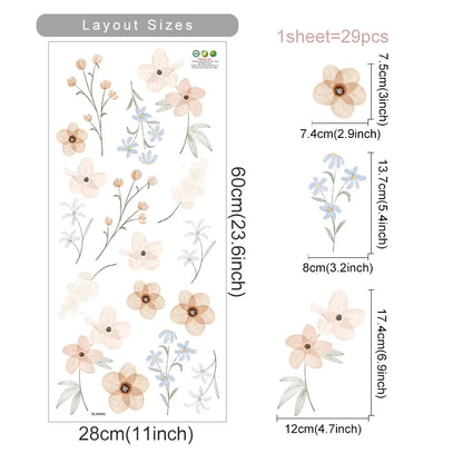 Boho Floral Wall Decals — Removable, Nursery-Safe