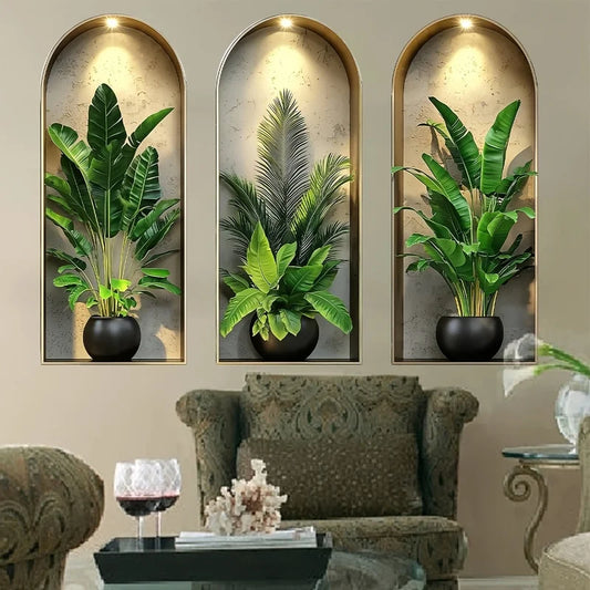 Watercolor Plant Wall Decals — 3-Piece Set, Removable