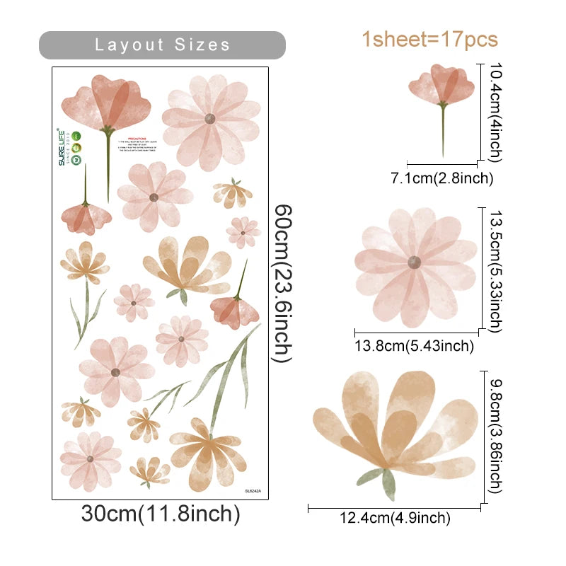 Boho Floral Wall Decals — Removable, Nursery-Safe
