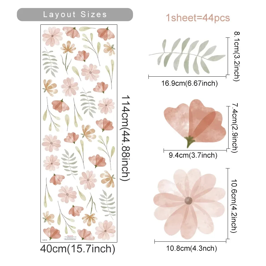 Boho Floral Wall Decals — Removable, Nursery-Safe